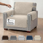 Sofa Shield 100% Waterproof Couch Cover with Patented Straps, Slip & Stain Resistant Furniture Protector, Machine Washable Sofa Slipcover for Dogs Cats Pets Kids, 23 inch Seat, Armchair, Taupe