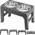 URPOWER Raised Dog Bowls 4 Height Adjustable Elevated Bowl Stand | Stainless Steel Water Bowl Non-Slip Dog Food Bowls Stand for Small Medium Large Dogs and Pets
