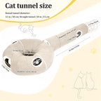 Ownpets 2-in-1 Cat Tunnel Large Lollipop Collapsible Cave Plush,12"D, Beige | Foldable Tunnel Bed, Fluffy Ball, Multi-Exit Maze, For Cats Kittens Puppies Rabbits, Soft Plush, Easy Store, Cozy Hiding Spot