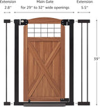 beeNbkks Farmhouse Barn Door Dog Gate, 39" Tall Anti-Trip Pet Barrier | No-Drill Pressure Mounted Pet Gate Fits 29"-40" Wide Openings, Featuring Wooden Walk-Through Door and Metal Frame