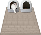 XXL Extra Large Silicone Cat Litter Trapping Mat for Scatter Control, 40"x30"(100cmx75cm) Waterproof Kitty Litter Box mat for Floor, Soft on Kitty Paws, Easy to Clean, Light Brown