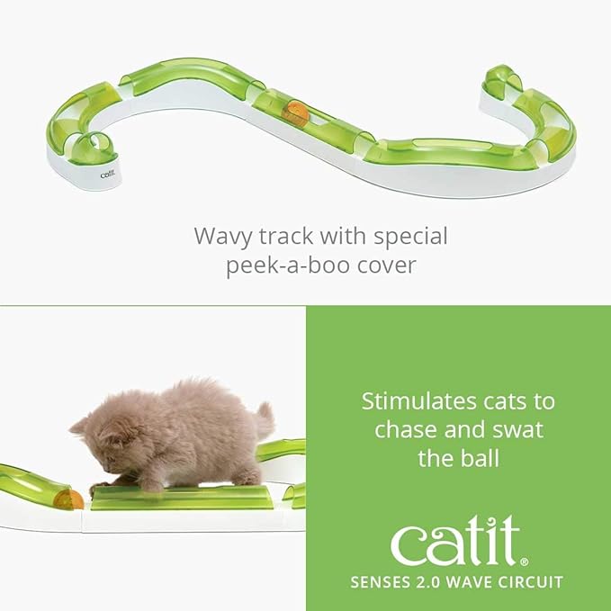 Catit Senses 2.0 Wave Circuit Interactive Cat Toy - 8-Piece | Closed-Track Ball Toy for All Breed Sizes