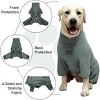 Dog Pyjamas PJS Sweater Clothes and Home Clothing Suitable for Medium to Large Breeds of Dogs, Dog Neutering Suits, Extra-Large Stretch Fabric, Four-Legged Clothes (Thickened Green, 3XL)