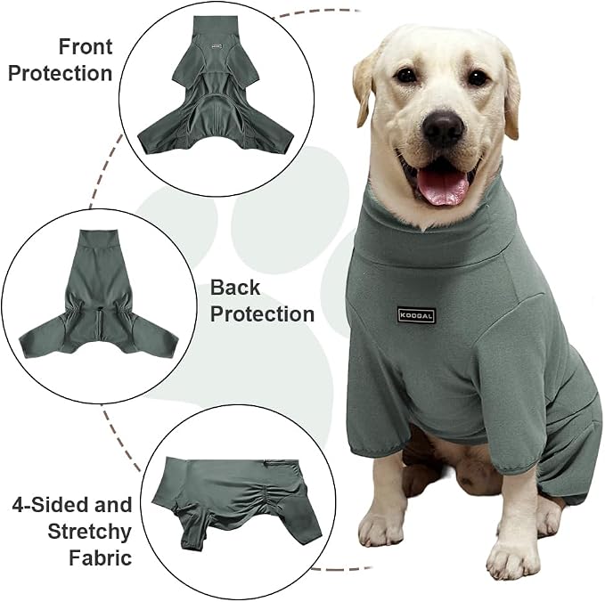 Dog Pyjamas PJS Sweater Clothes and Home Clothing Suitable for Small to Medium Breeds of Dogs, Dog Neutering Suits, Extra-Large Stretch Fabric, Four-Legged Clothes(Thickened Green, XL)