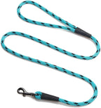 Mendota Pet Snap Leash - British-Style Braided Dog Lead, Made in The USA - Black Ice Turquoise, 3/8 in x 4 ft - for Small/Medium Breeds