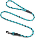 Mendota Pet Snap Leash - British-Style Braided Dog Lead, Made in The USA - Black Ice Turquoise, 1/2 in x 4 ft - for Large Breeds