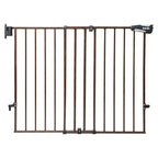 Babelio No Bottom Bar Baby Gate, 28" H x 26-43" W, Black Wood Pattern | Easy Install| One-handed Opening| Auto-close| Drill Needed Indoor Safety Dog/Pet Gate for Stairs, Hallways & Doorways