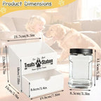 Pet Food Storage Container with Drawer, Wooden Dog Treat Container | White Pet Food Storage with 2 Plastic Dog Treat Jars for Dog and Cat, Dual Desk & Wall Mount Design