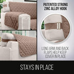 Sofa Shield® Couch Recliner Covers for Dogs, Reversible Furniture Protector with Strap, Stain and Tear Resistant Cushion Cover, 28 inch Seat, Machine Washable Slipcover Pets, Cats, Latte Linen