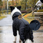 Dog Raincoat for Medium Large Dogs,rain Jacket Coat, Full Leg Coverage Waterproof Rain Suit with Detachable Hood & Tail, Reflective Strips, Snag-Free Top Zipper (Black for Girl, Large)