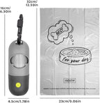 Dog Poop Bags Holder with LED Flashlight|Pet Waste Bags Dispenser for Leash|Doggie Potty Bags Container with Leak-proof Pet Trash Bags and Accessories (1 Holder 15 Bags, Grey and Black)