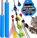 Magnetic Catch Wand V2 (Multi 24" & 40") Cat Toy - Interactive Telescoping Wands for Indoor Cats and Kittens, Stronger Magnetic Catch Durable Paracord, 3 Toy Attachments, (Multi 24" & 40")