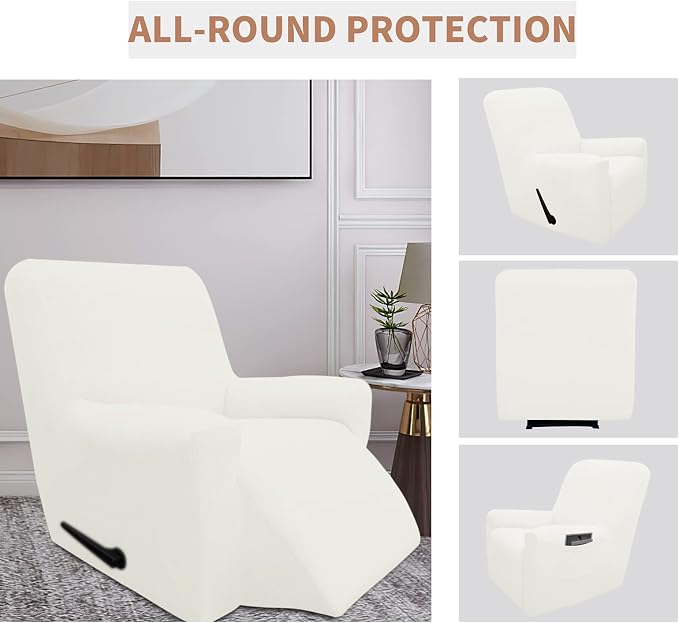 Easy-Going 100% Waterproof Recliner Chair Cover，1-Piece Recliner Slipcover | Dual Waterproof Couch Cover for Recliner，Leakproof Furniture Protector for Kids Pets Dog Cat Daily Stain, Cream