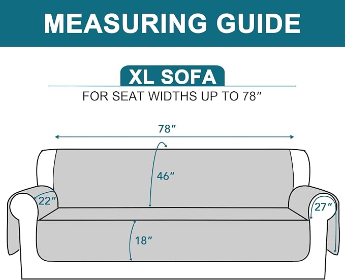 Turquoize 100% Waterproof Sofa Covers Couch Cover Sofa Cover for Dogs Couch Protector Triple Non-Slip Sofa Slipcover for 3 Cushion Couch Furniture Protector for Pets, Kids (XL Sofa 78", Taupe)