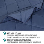 PetAmi Premium Cooling Dog Blanket | Lightweight Fluffy Pet Throw Blanket Bed Cover for Dogs, Cat, Puppies | Pet Blanket Furniture Protector Couch Sofa | Reversible Fuzzy Cozy | 29x40, Navy Blue