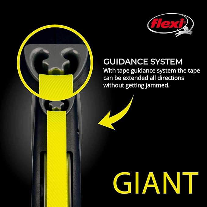 FLEXI® Giant Tape Retractable Dog Leash, Large, 26 ft - Black | German engineered, original flexi leash, durable quality for dogs up to 110 lbs, tangle-free, walking, reliable brake system
