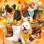 120 Pcs Fall Thanksgiving Dog Bandanas Bulk Adjustable Dog Scarves Pumpkin Turkey Puppy Bandanas Autumn Pet Neckerchief Washable Holiday Bandana for Small Medium Large Dog Pet Grooming Accessories - Image 2