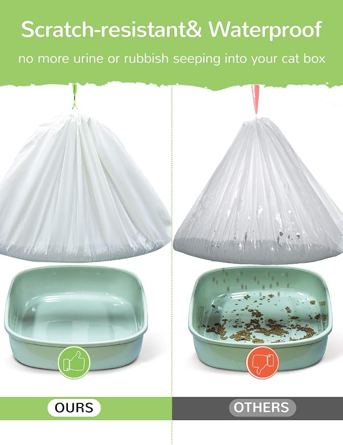 Litter Box Liners, 28 Count Giant Jumbo Cat Litter Pan liners, Drawstring Litter Liner Bags For Litter Box Pan, Extra Large Thick Kitty Litter Liner XXL, Eco Friendly Pet Supplies (45" x 18")