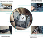 GENORTH Dog Car Seats for Small and Medium Dogs,Portable Puppy/Pet Car Booster Seat with Clip-On Leash and Mesh Window for Pet Up to 20 lbs
