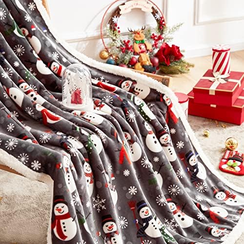 Touchat Sherpa Christmas Throw Blanket, Fuzzy Fluffy Soft Cozy Blanket, Fleece Flannel Plush Microfiber Blanket for Couch Bed Sofa (50" X 60", Snowman) - Image 5