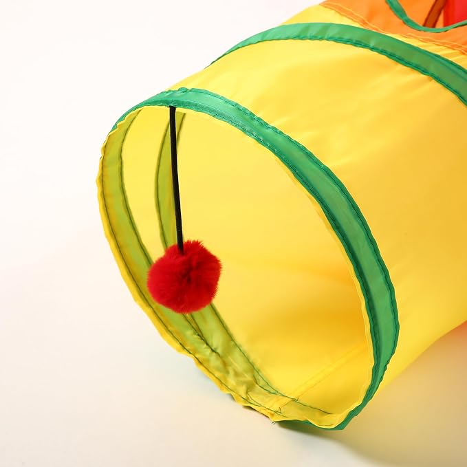 Pet Cat Tunnel, Long Straight Tunnels for Indoor Cats, Collapsible Pet Tunnel for Kitten, Puppy, Rabbit, 25cm-Wide Tunnels, Durable & Breathable, with Peek Hole Toy Ball