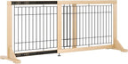 YOCAN Adjustable Wide Dog Gate for Doors, Hallways & Stairs – 19.7" Tall, 23.6–45.3" Expandable Freestanding Pet Safety Gate, No Drill Pressure Mounted Wood & Metal Frame (Black/Natural)