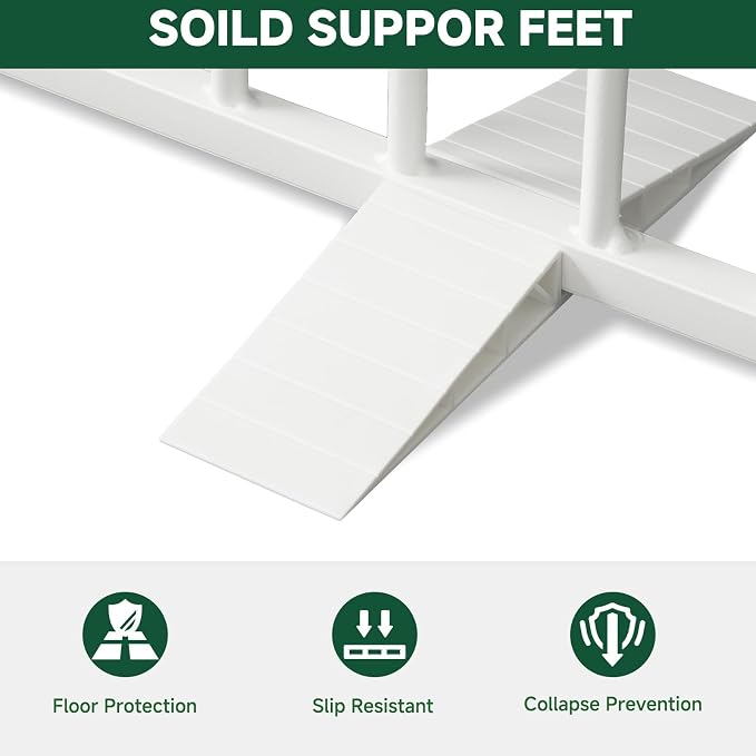 Snagle Paw Full Metal Freestanding Dog Gate,Indoor Pet Gate with Floor Protect Support Feet, 40x32 Inches Foldable Dog Fence for Stairs, Hallways and Doorways (32'' H 2 Panel, White