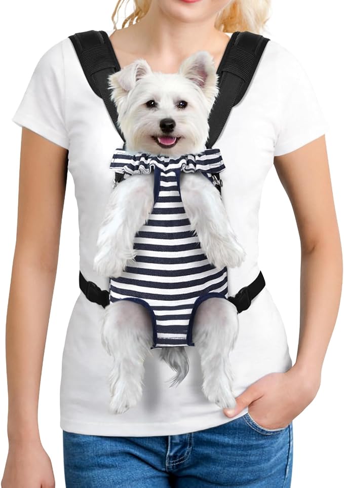 YUDODO Pet Dog Carrier Backpack Adjustable Front Carrier for Small Dog Cat | Legs Out Design, Easy-Fit Travel Backpack, Hiking and Walking, Durable Comfortable, Perfect for Outdoor, Blue, L