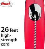 FLEXI® Classic Cord Retractable Dog Leash, Medium, 16 ft - Red | German engineered, original flexi leash, durable quality for dogs up to 44 lbs, tangle-free, walking, reliable brake system