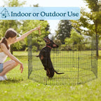 Dog Playpen - Foldable Metal Exercise Puppy Play Pen with Eight 24x42in Extra-Tall Panels and Gate - Indoor/Outdoor Dog Fence with Fabric Bottom for Dogs, Cats or Small Animals by PETMAKER (Black)