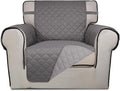 PureFit Reversible Chair Sofa Cover Dog Couch Covers for Sofa, 25.5 in | Gray/Light Gray, Water Resistant Couch Protector, Washable Pet Couch Cover with Non Slip and Elastic Straps For Kids
