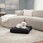Indoor Dog Bed with Removable Washable Cover, Soft Basketweave Fabric, Reversible Cushion, Carry Handle, Baffle Construction to Help Prevent Fill Shifting, Black - Small (24"x24")
