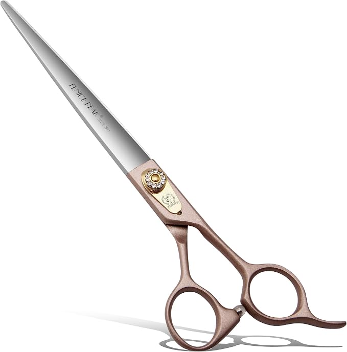 8'' Dog Straight Scissors for Grooming 440C Stainless Steel Rose Gold Professional Pet Trimming Scissors Sharp Blades Cutting for Dogs and Cats Shears
