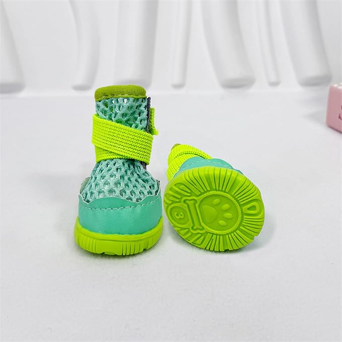 Anti Slip Dog Shoes Paw Protectors for Hardwood Floors,Breathable Puppy Boots with Adjustable Straps for Hot Pavement Beach_1#(Green)