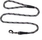 Mendota Pet Snap Leash - British-Style Braided Dog Lead, Made in The USA - Black Ice Silver, 1/2 in x 6 ft - for Large Breeds