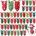 Preboun 50 Pcs Christmas Dog Bandanas Bulk, Red and Green Santa Snowmen by Preboun