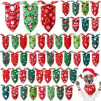 Preboun 50 Pcs Christmas Dog Bandanas Bulk, Red and Green Santa Snowmen by Preboun