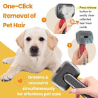Pet Grooming Kit for Dyson V7 V8 V10 V11 V15, 2-in-1Head Brush | Vacuum-attached comb catches loose fur instantly. Dual heads suit long or short coats. Gentle tips massage skin while brushin