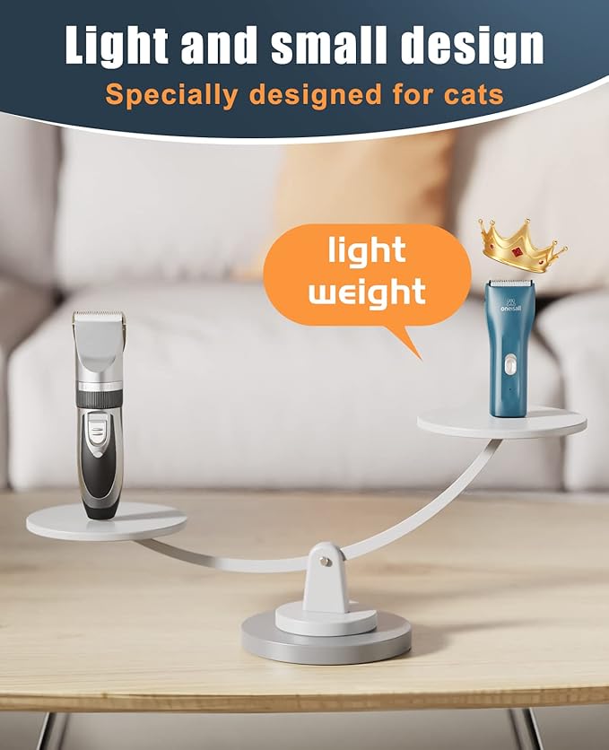 oneisall Pet Clippers for Cat Matted Hair, Quiet Pet Shaver for Cats | Waterproof Cordless Cat Clippers for Matted Long Hair with Storage Bag,Lightweight and Easy to Use for Cat, Pet, Small Dog