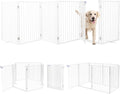Metal Freestanding Dog Gates with Door,Extra Wide 24", 32" Height Foldable Dog Fence for Indoor & Outdoor, Heavy Duty Freestanding Pet Barrier for Stairs, Doorways, Halls, Kitchen,Yard,Christmas Tree