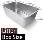 Stainless Steel Cat Litter Box, 23.6"x15.8"x8" | For Adult Cats or Kitty/Kitten Rust-Proof, High Side, Non Stick, No Smell, Easy to Clean Metal Cat Litter Box
