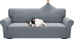 YEMYHOM Couch Cover Latest Jacquard Design High Stretch Extra Large Sofa Covers Pet Dog Cat Proof Oversized Slipcover Non Slip Magic Elastic Furniture Protector (X-Large, Leaf Pattern Light Gray)