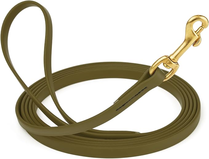 Viper Biothane K9 Working Dog Leash Waterproof Lead for Tracking Training Schutzhund Odor-Proof Long Line with Solid Brass Snap for Puppy Medium and Large Dogs, 15ft Olive Drab Green