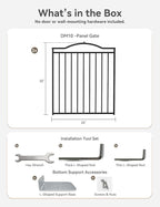 No Pawblems Full Metal Freestanding Pet Gate for Doorways | 2-Panel Foldable Indoor Metal Pet Fence for Extension, Extra Wide Puppy Gate for Stairs, Deck, Yard, 52" W x 30 H, Black