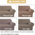 H.VERSAILTEX Stretch Couch Cover Loveseat Covers for 2 Cushion Couch Sofa Slipcover for Love Seat 1 Piece with Elastic Bottom, Checked Jacquard Fabric(Loveseat 58"-70" Wide, Macchiato)
