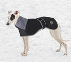 Geyecete Dog Winter Coat Geyecete Greyhound Raincoat Fabric with Lamb Velvet Inside Outdoor Dog Apparel with Adjustable Bands for Medium, Large Dog-Black-M