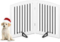 PUPETPO Freestanding Pet Gate for Dogs, Foldable Wooden Dog Gate for House, Indoor Pet Barrier for Stairs, Doorways, Support Feet Included, 24" Height 2 Panels, White