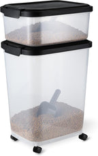 Amazon Basics Pet Food Storage Container Set, 30lbs and 10lbs with Scoop, for Dogs and Cats