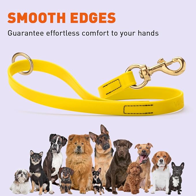 Viper Biothane K9 Working Dog Leash Waterproof Lead for Tracking Training Schutzhund Odor-Proof Long Line with Solid Brass Snap for Puppy Medium and Large Dogs 20in, Lemon Yellow