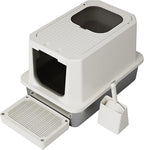 RIZZARI Stainless Steel Cat Litter Box: Dual Access, Hidden Pan, Easy Clean | Dual Front-Top Entry / Stainless Anti-Odor / Litter-Catch Pedal / Splash Guard Shield / Tool-Free Assembly / Compact Corner